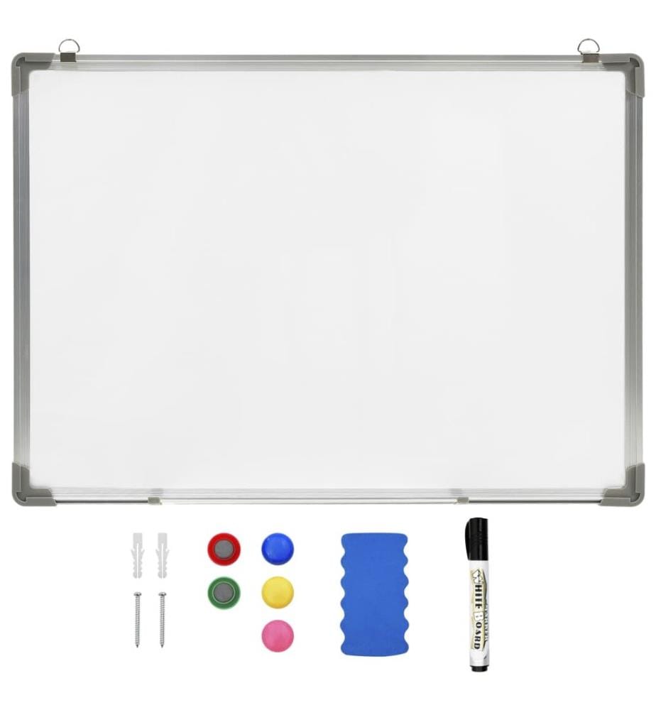 Tableau blanc magnétique effaçable à sec Blanc 90x60 cm Acier