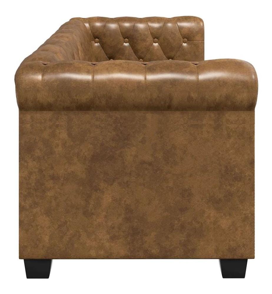 Chesterfield-Sofa 2-Sitzer Kunstleder Braun