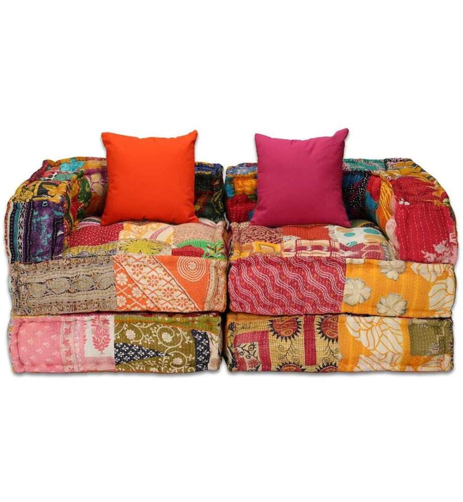 Pouf modulaire à 2 places Patchwork Tissu