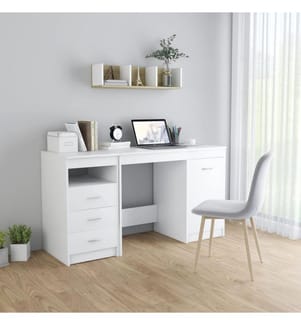 Bureau Blanc 140x50x76 cm Bois d'ingénierie