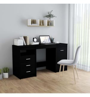 Bureau Noir 140x50x76 cm Bois d'ingénierie