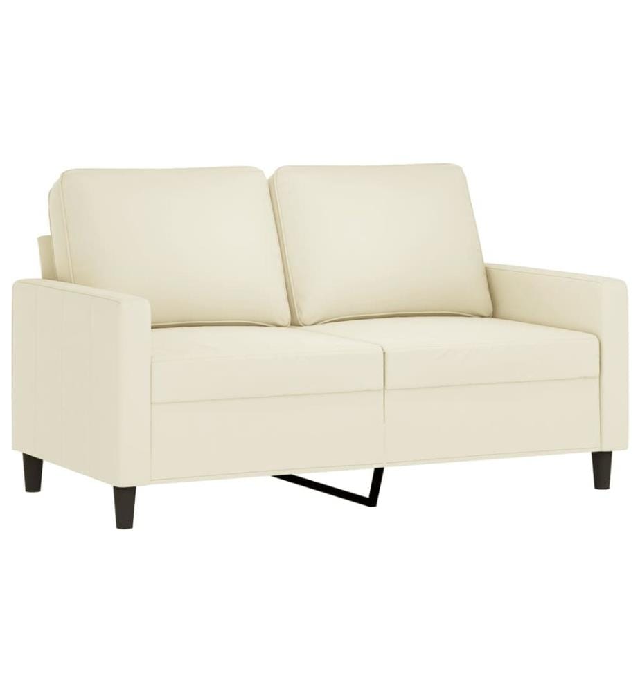 3-tlg. Sofagarnitur mit Kissen Creme Samt