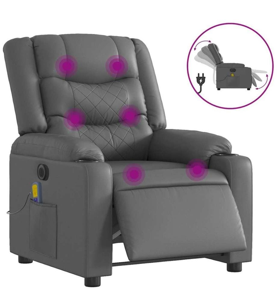 Massagesessel Elektrisch Grau Kunstleder