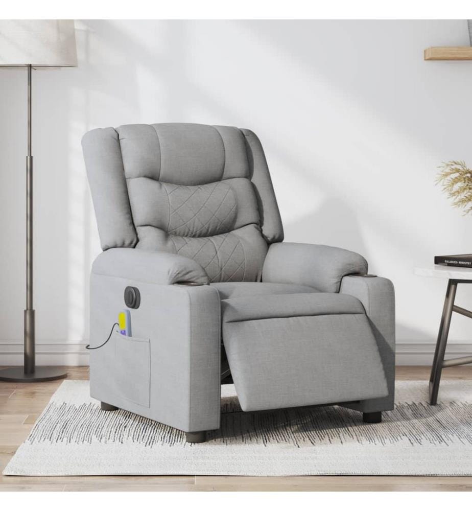 Massagesessel Elektrisch Hellgrau Stoff