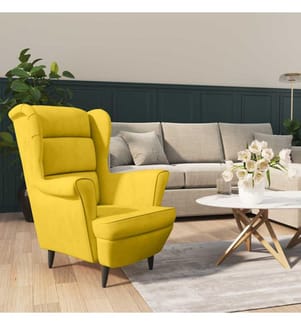 Fauteuil jaune moutarde velours