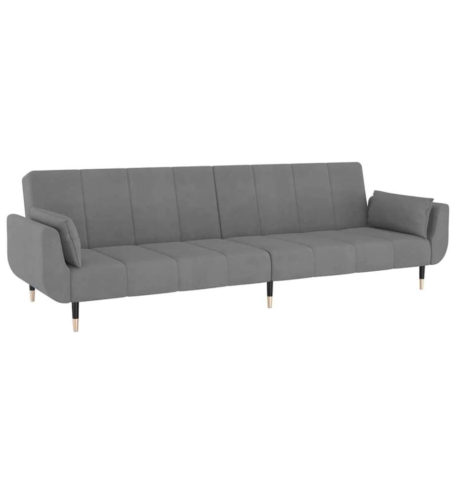 Schlafsofa 2-Sitzer mit 2 Kissen Hellgrau Samt
