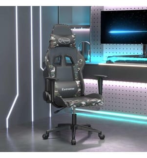Gamingstuhl mit Massage Fussstütze Schwarz Tarnfarben Kunstleder