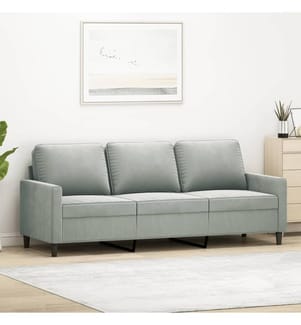 3-Sitzer-Sofa Hellgrau 180 cm Samt