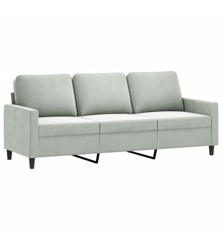 3-Sitzer-Sofa Hellgrau 180 cm Samt