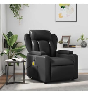 Fauteuil de massage inclinable Noir Similicuir