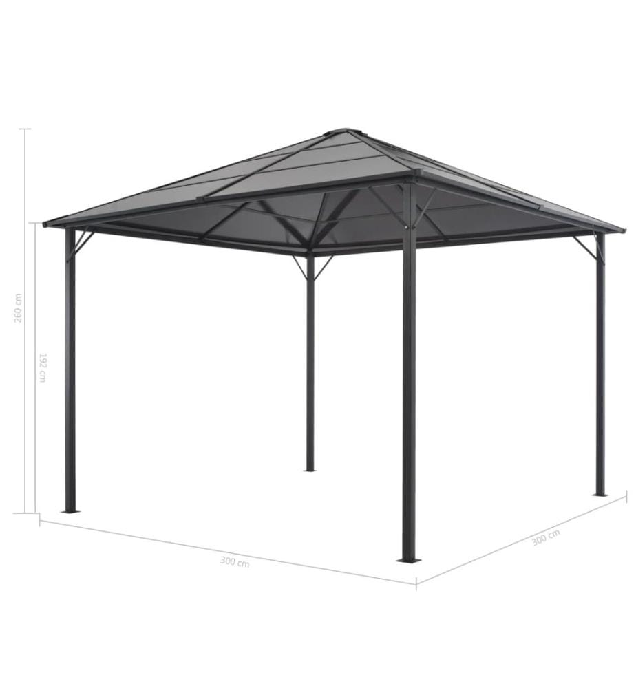 Gartenpavillon mit Dach Aluminium 3×3 m Anthrazit