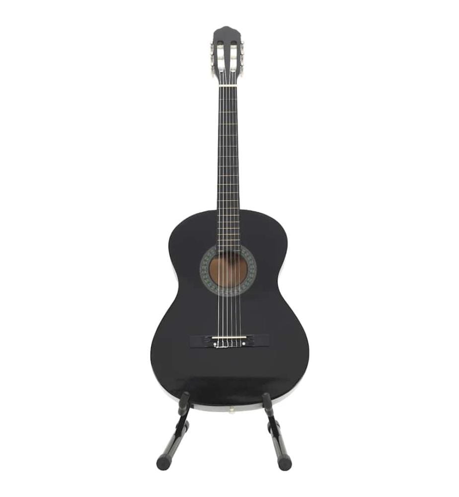 12-tlg. Klassikgitarren-Set für Anfänger Schwarz 4/4 39"