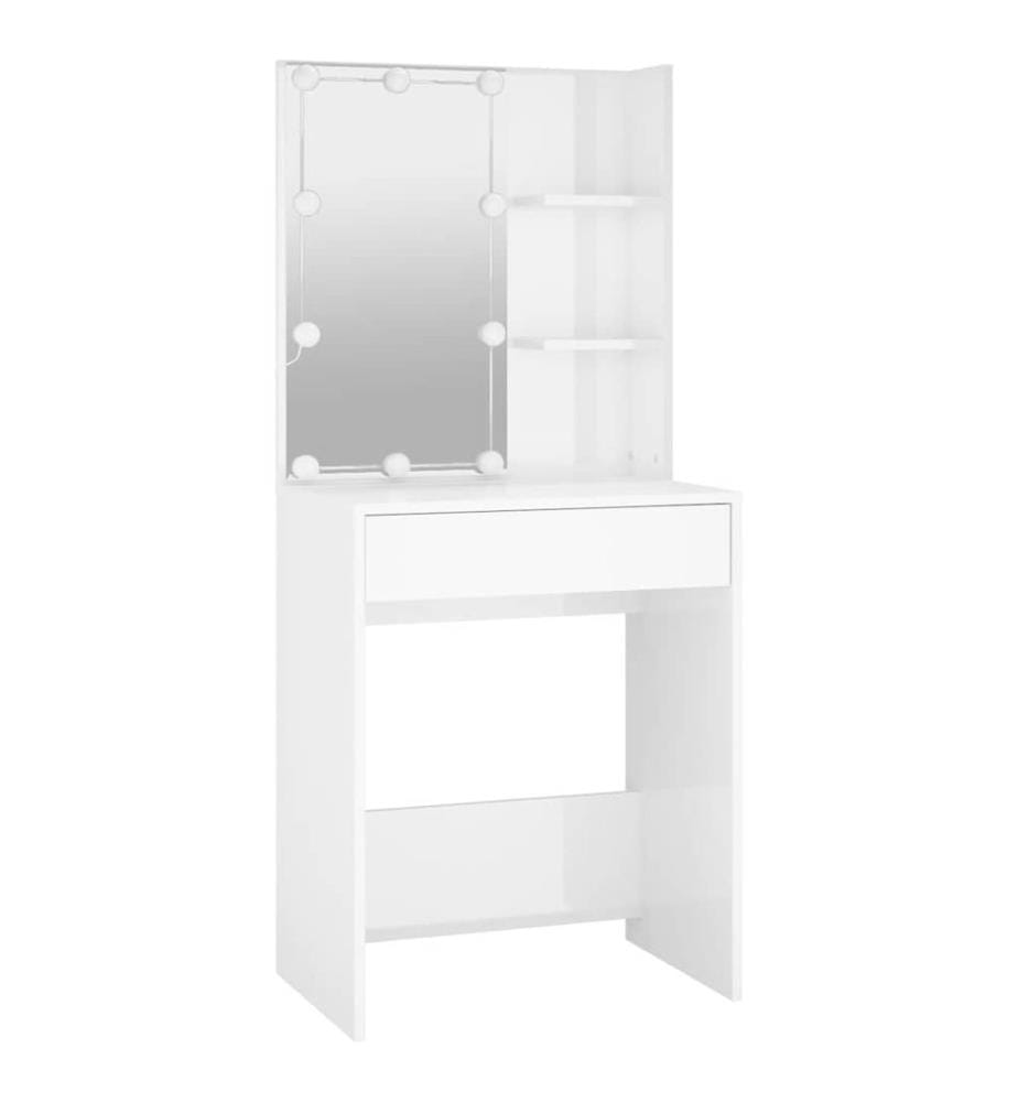 Coiffeuse avec LED Blanc brillant 60x40x140 cm
