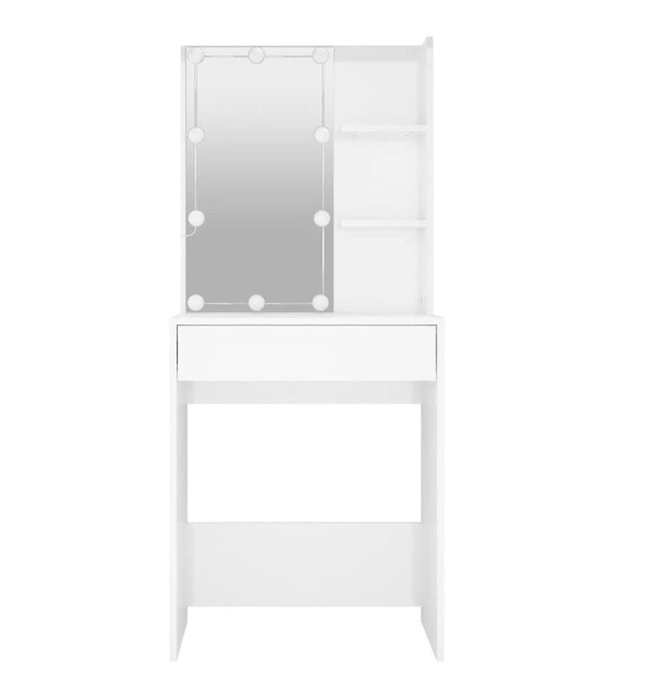 Coiffeuse avec LED Blanc brillant 60x40x140 cm