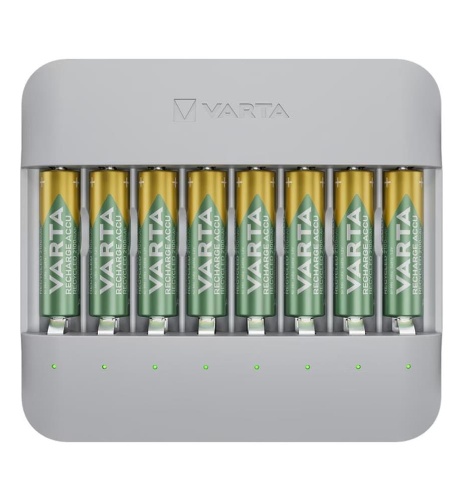 Eco-friendly multi charger (recycled), with 8 AA 2100 mAh rechargeable batteries