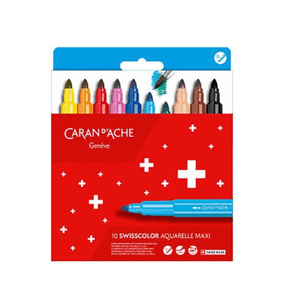 Boîte Carton 10 Feutres Maxi SWISSCOLOR