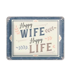 NOSTALGIC ART - Plaque Happy Wife Happy Life 15 x 20 cm, métal