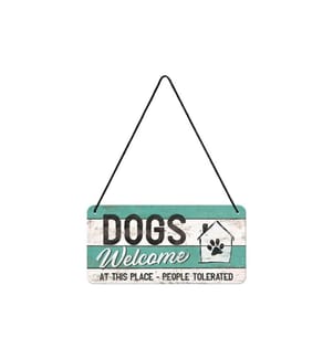 NOSTALGIC ART - Plaque Dogs Welcome 20 x 10 cm, métal