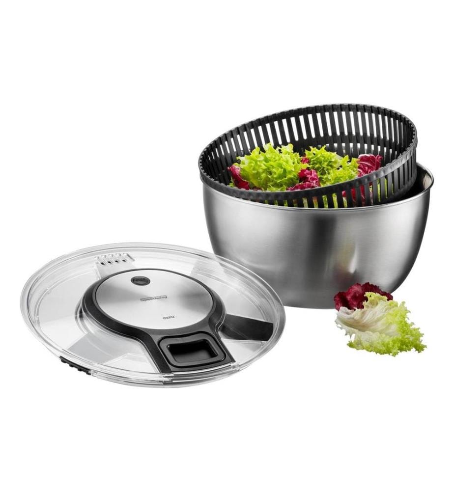 GEFU - Salatschleuder Speed Wing 27 cm, Schwarz/Silber matt