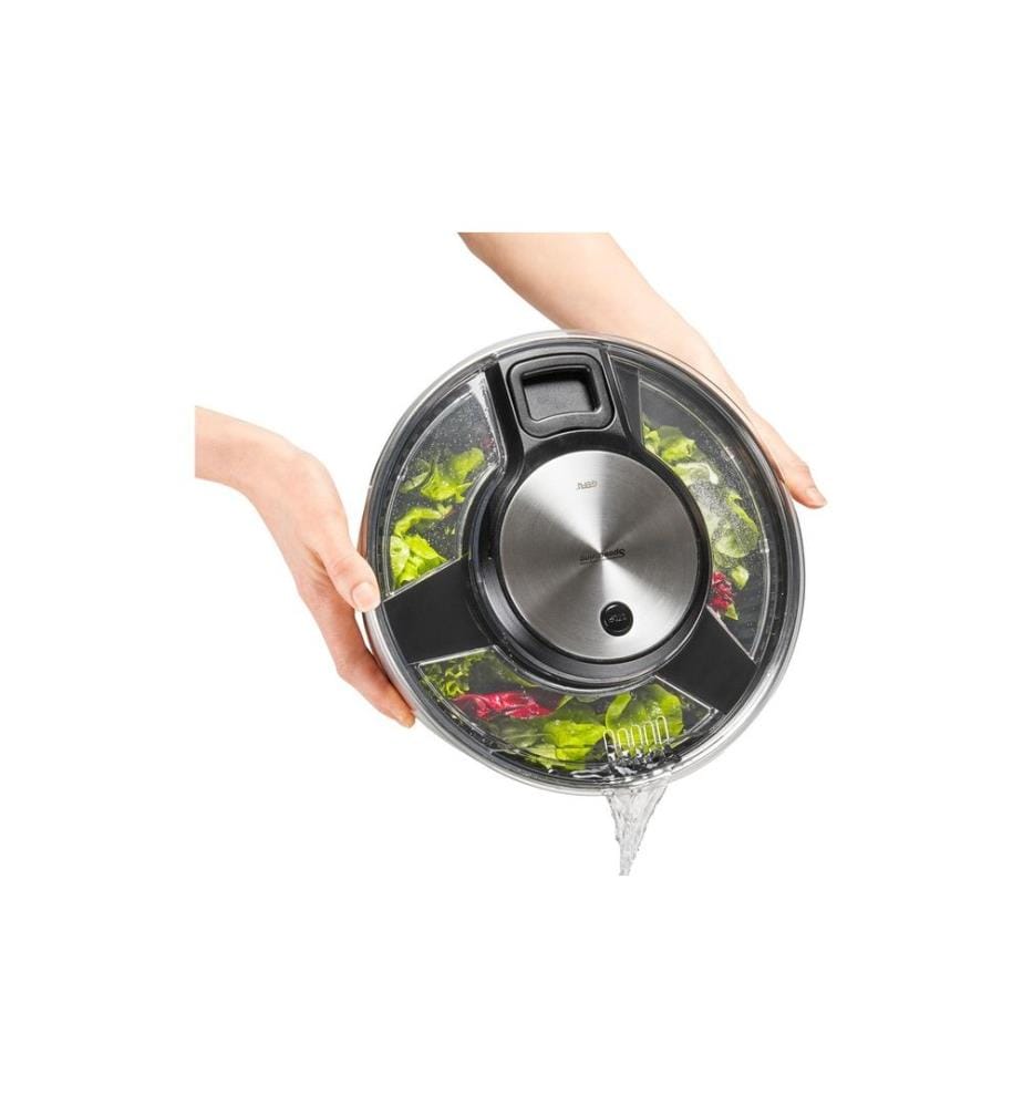 GEFU - Salatschleuder Speed Wing 27 cm, Schwarz/Silber matt