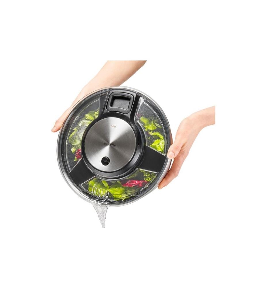 GEFU - Salatschleuder Speed Wing 27 cm, Schwarz/Silber matt