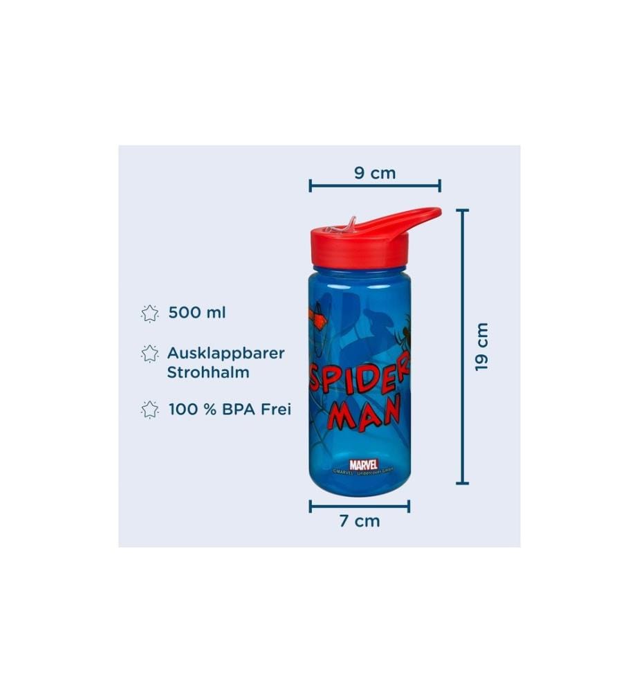 SCOOLI - Trinkflasche Spiderman 500 ml, Blau/Rot