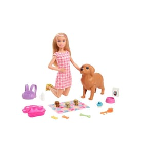 BARBIE - Ensemble de jeu Poupée avec chien et chiots