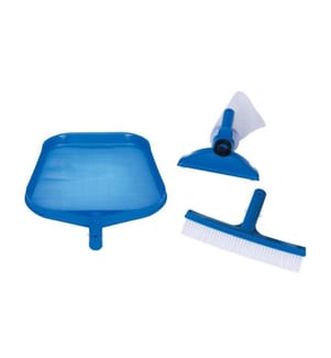 Kit de nettoyage pour piscine Basic (épuisette, brosse pour bassin, aspirateur de fond) - Bleu