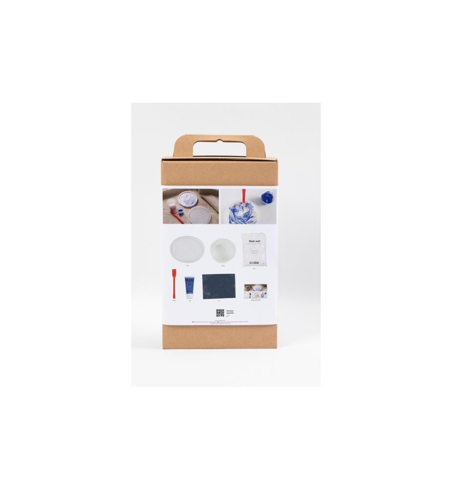 CREATIV COMPANY - Résine de coulée  Resin Plateau avec marbrure Bleu/Blanc
