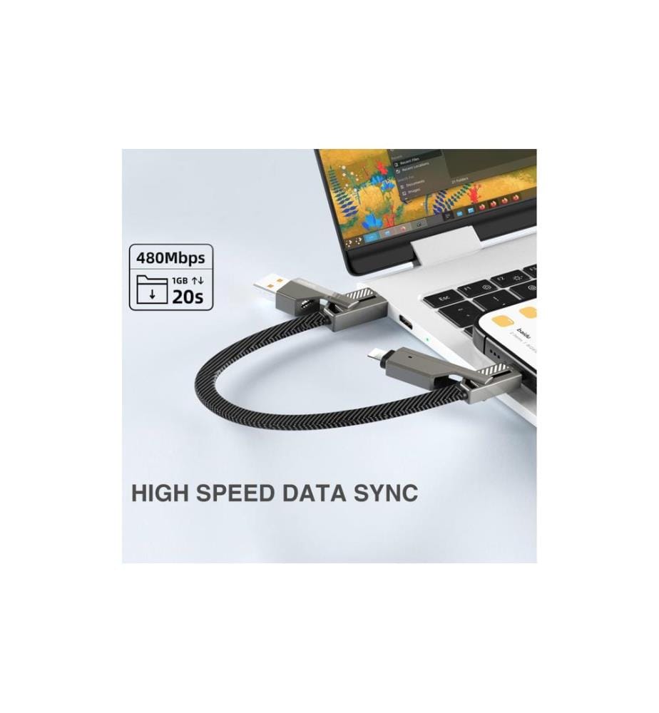 4SMARTS - ComboCord Flat 240 W USB A/USB C - Lightning/USB C 1.5 m