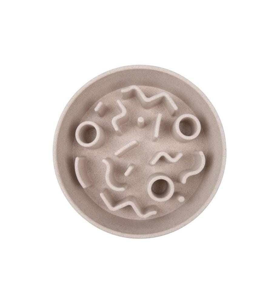 DISTRICT 70 - Bol en bambou Bamboo Dog Slow Feeder Ø 21 cm, crème-blanc
