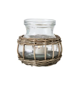 BOLTZE - Photophore Velato 12 cm, osier/verre
