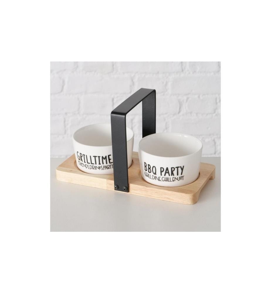 BOLTZE - Plateau de service avec petites coupelles Grillhouse Bois d'hévéa