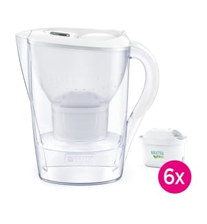 Carafe Filtrante Marella 2,4 L + 6 x Cartouches Maxtra Pro All-in-1 - Blanc