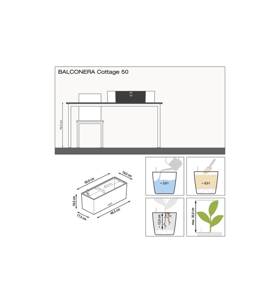 LECHUZA - Blumentopf Balconera Cottage 50 Braun