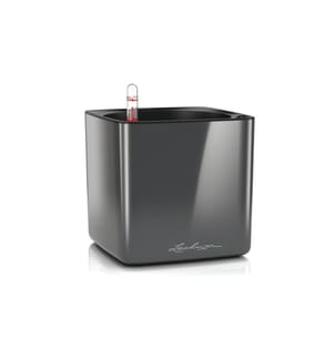 LECHUZA - Pot de fleur CUBE Glossy 16 Noir brillant