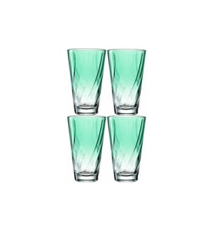 LEONARDO - Trinkglas Twist 300 ml, 4 Stück, Türkis