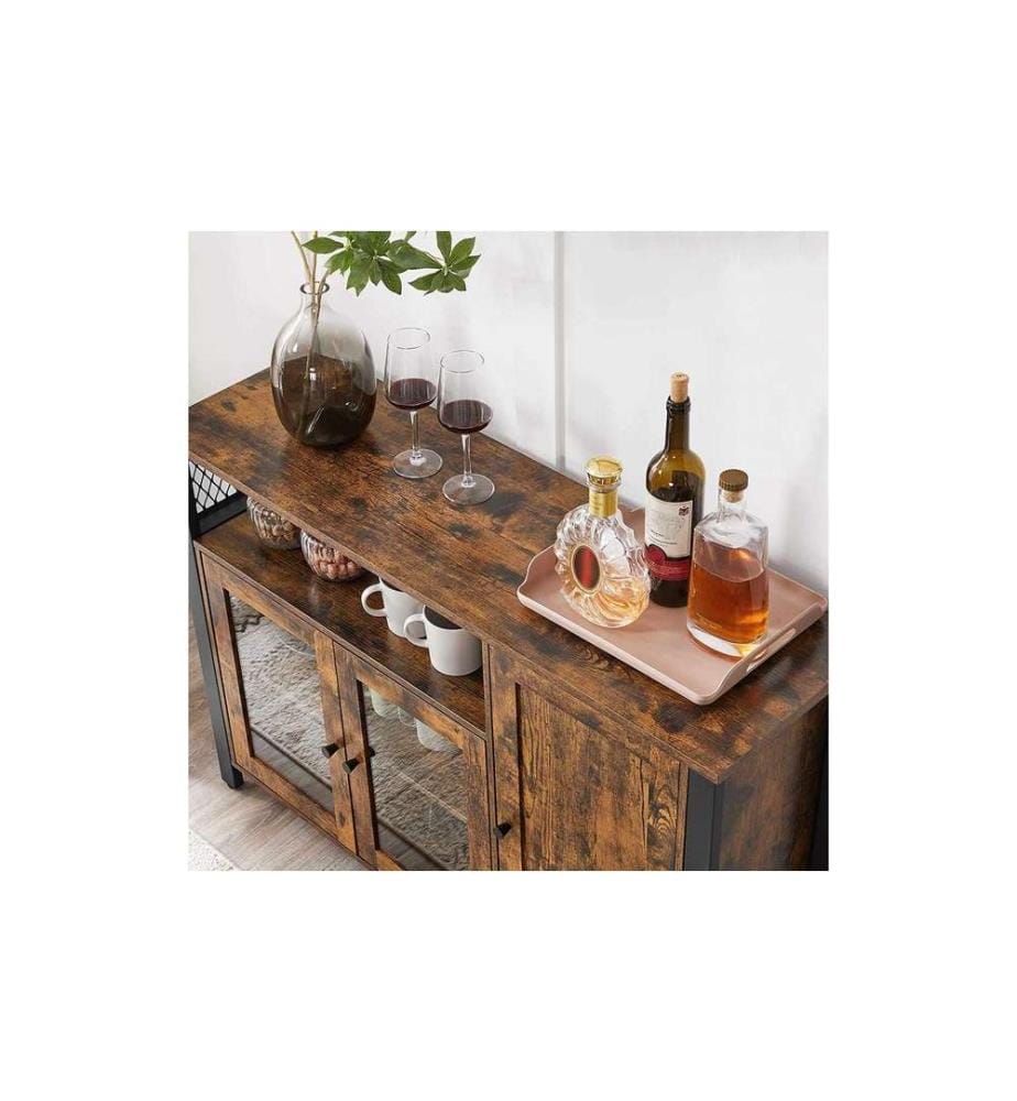VASAGLE - Buffet avec 3 portes 110 x 75 cm, Brun/Noir