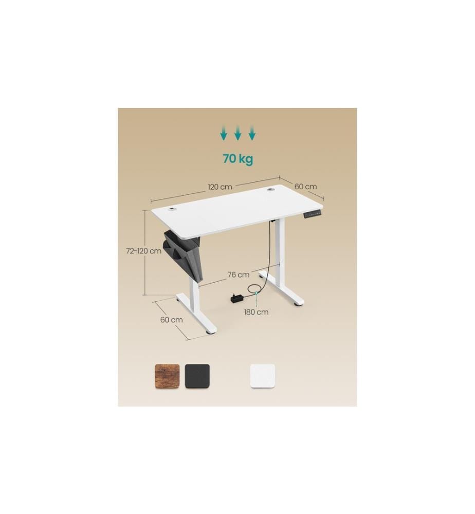 Songmics - Table haute 120 x 60 cm, réglable en hauteur
