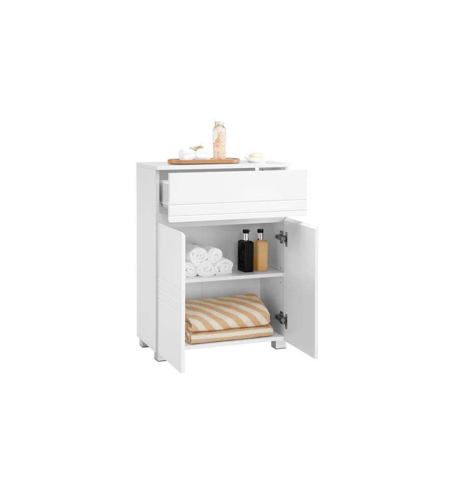 VASAGLE - Étagère de salle de bain avec tiroir 80 x 30 cm, Blanc