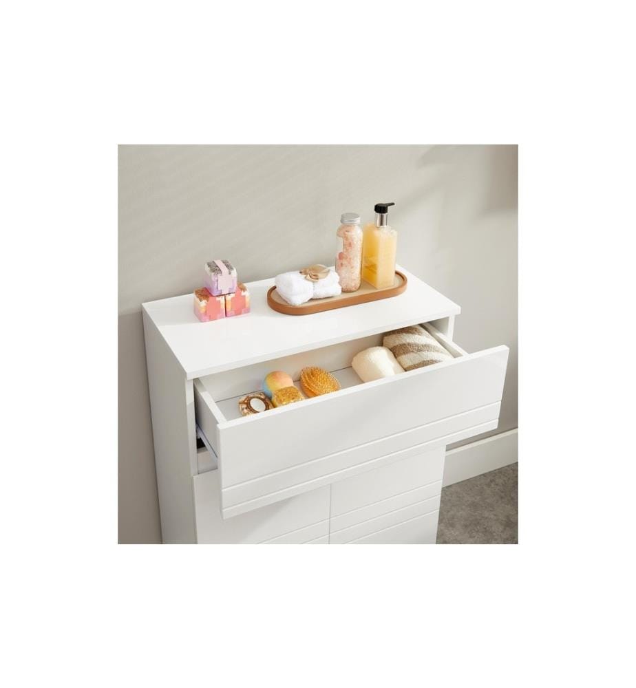VASAGLE - Étagère de salle de bain avec tiroir 80 x 30 cm, Blanc