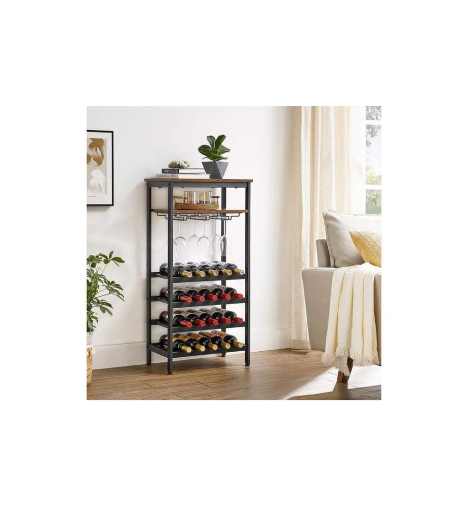 VASAGLE - Range-bouteilles de vin 32 cm x 50 cm, Brun/Noir