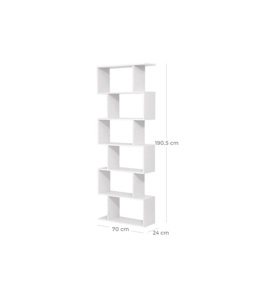 VASAGLE - Étagère Zigzag 70 x 190.5 cm, Blanc