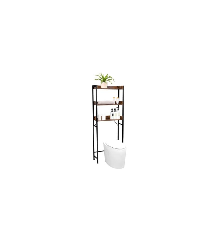 VASAGLE - Badezimmerregal mit 3 Ablagen 63 x 165 cm, Braun/Schwarz