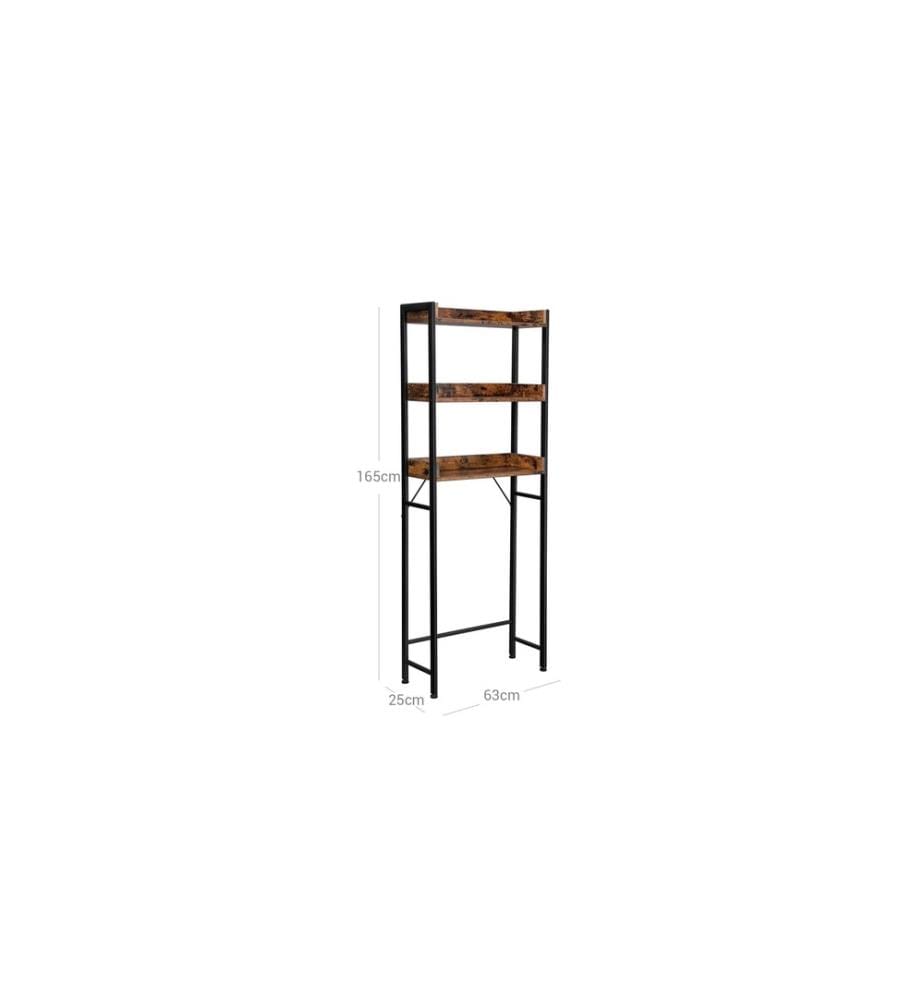 VASAGLE - Badezimmerregal mit 3 Ablagen 63 x 165 cm, Braun/Schwarz