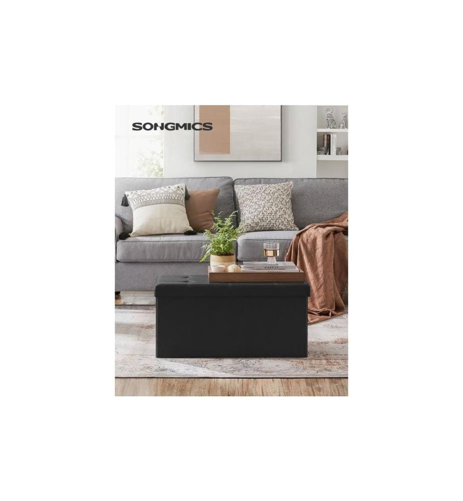 Songmics - Coffre de siège avec rangement 76 x 38 cm, Noir