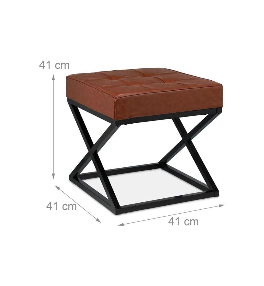 RELAXDAYS - Hocker mit Kunstleder Braun/Schwarz