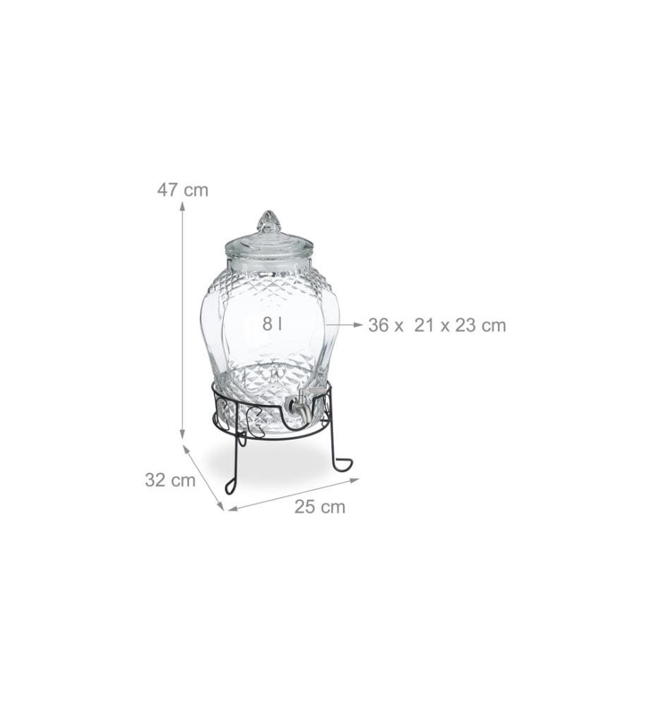 RELAXDAYS - Getränkespender Vintage Glas, 8 Liter