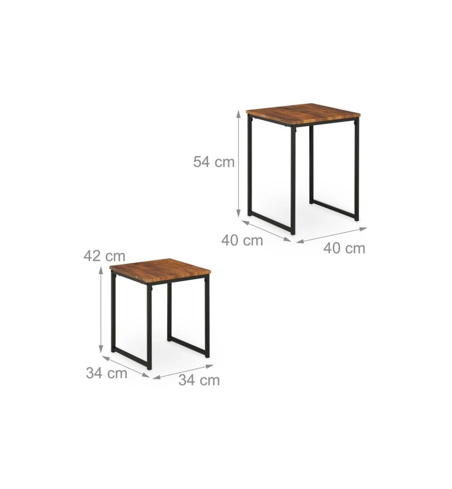 RELAXDAYS - Couchtisch 2er Set Braun/Schwarz