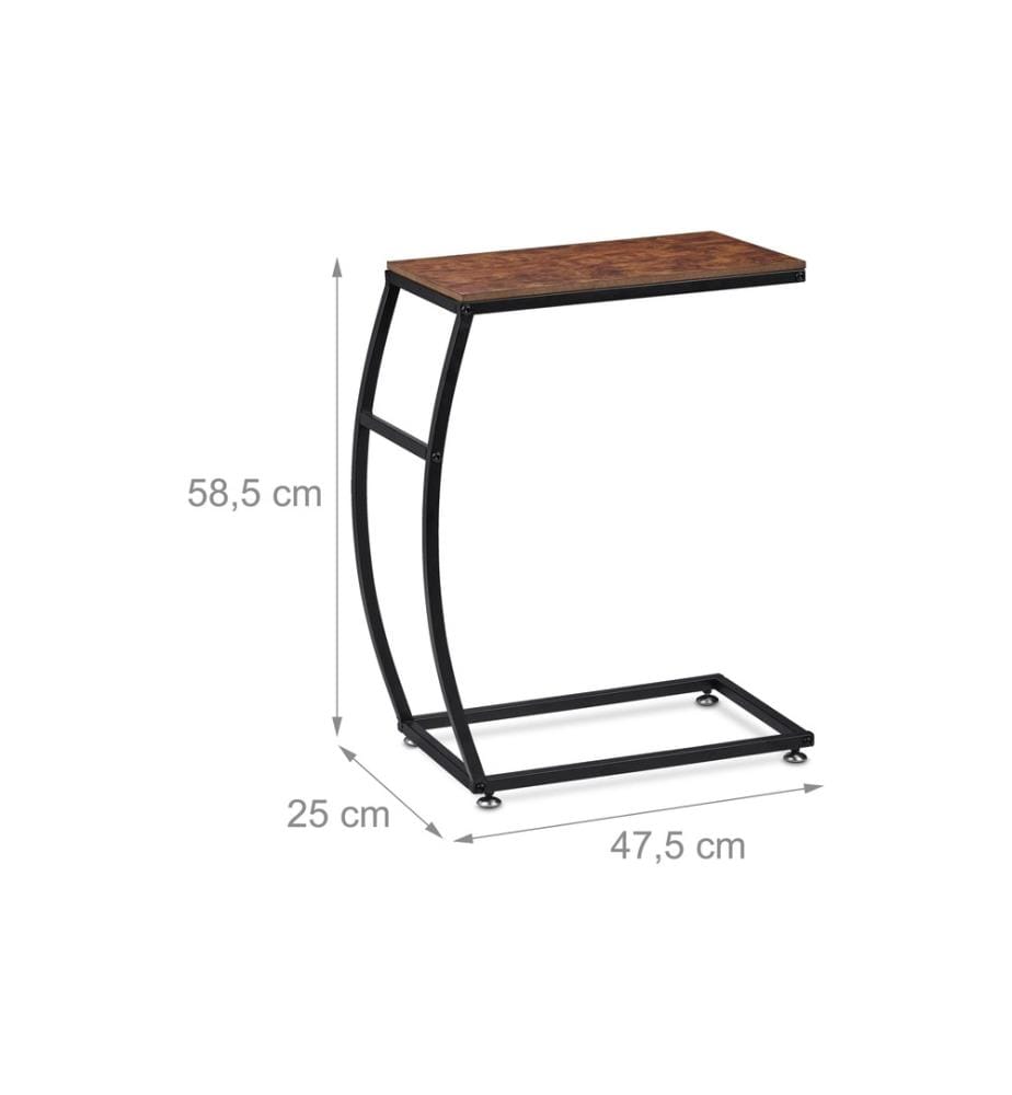 RELAXDAYS - Table d'appoint Industrial 47.5 cm x 58.5 cm, Brun/Noir